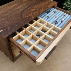 Wooden Jewelry Box with 5 drawers, Handmade Walnut Jewelry Box