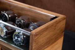 Walnut Watch Display Case with Drawer (for 10 watches)