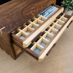 Wooden Jewelry Box with 5 drawers, Handmade Walnut Jewelry Box