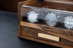 Walnut Watch Display Case with Drawer (for 10 watches)