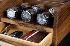 Walnut Watch Display Case with Drawer (for 10 watches)