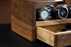 Walnut Watch Display Case with Drawer (for 10 watches)