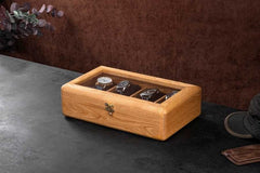 Wood Chestnut Watch Box With Glass Lid
