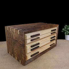 Wooden Jewelry Box with 5 drawers, Handmade Walnut Jewelry Box