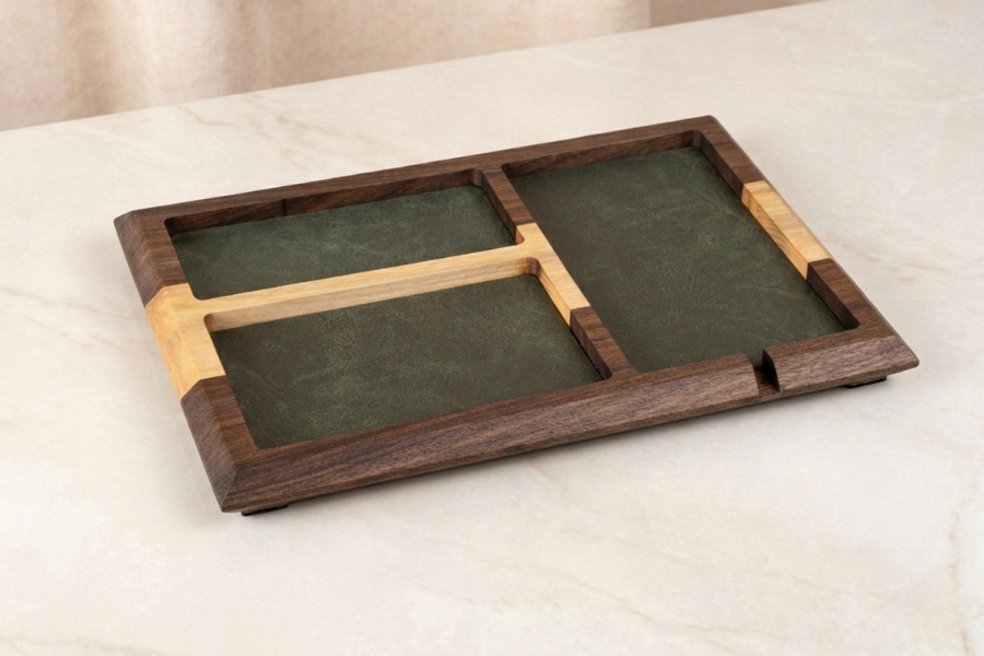 Wood Valet Tray, Walnut Catch All Tray