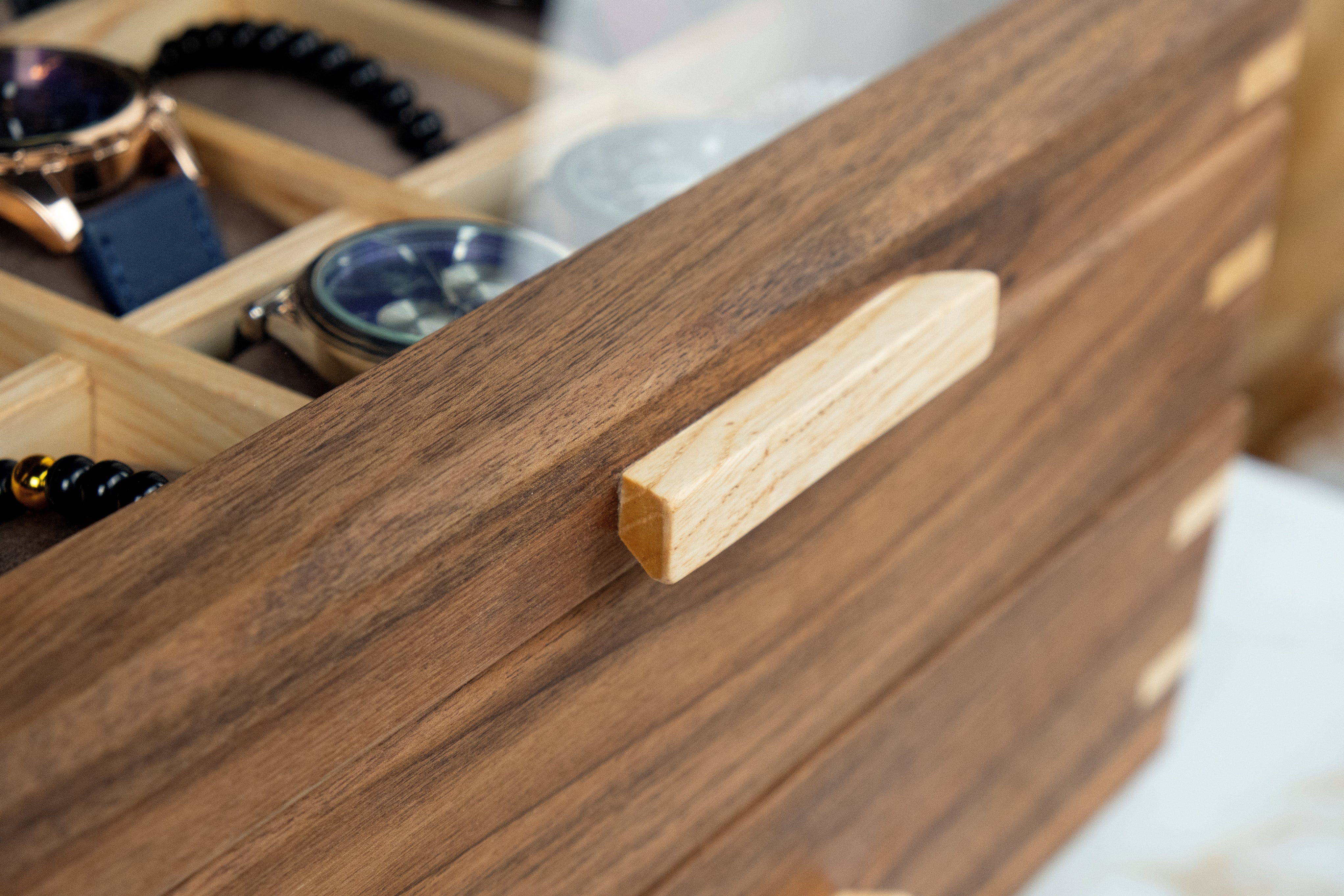 Walnut Watch Box with Drawer (30 Slots)