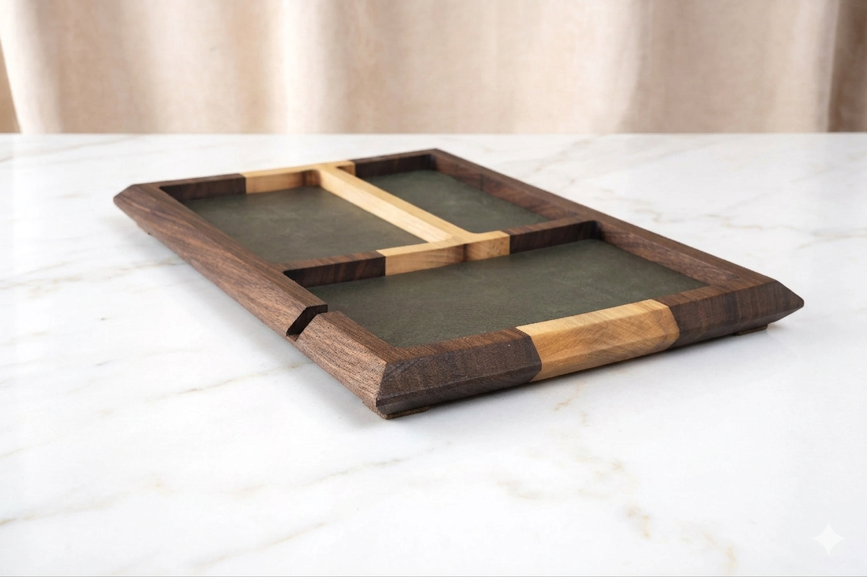 Wood Valet Tray, Walnut Catch All Tray