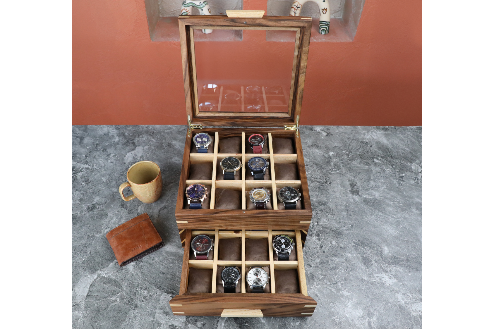 Handmade Walnut Watch Box (24 Slots)