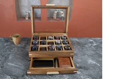 Handmade Wood Watch Box with Drawer (15 Slot)