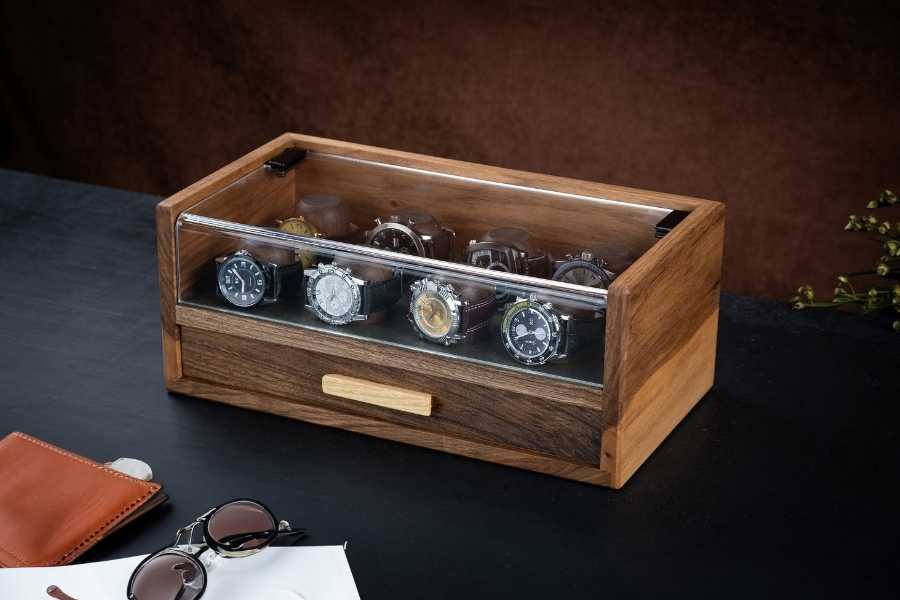 Walnut Watch Box with Drawer