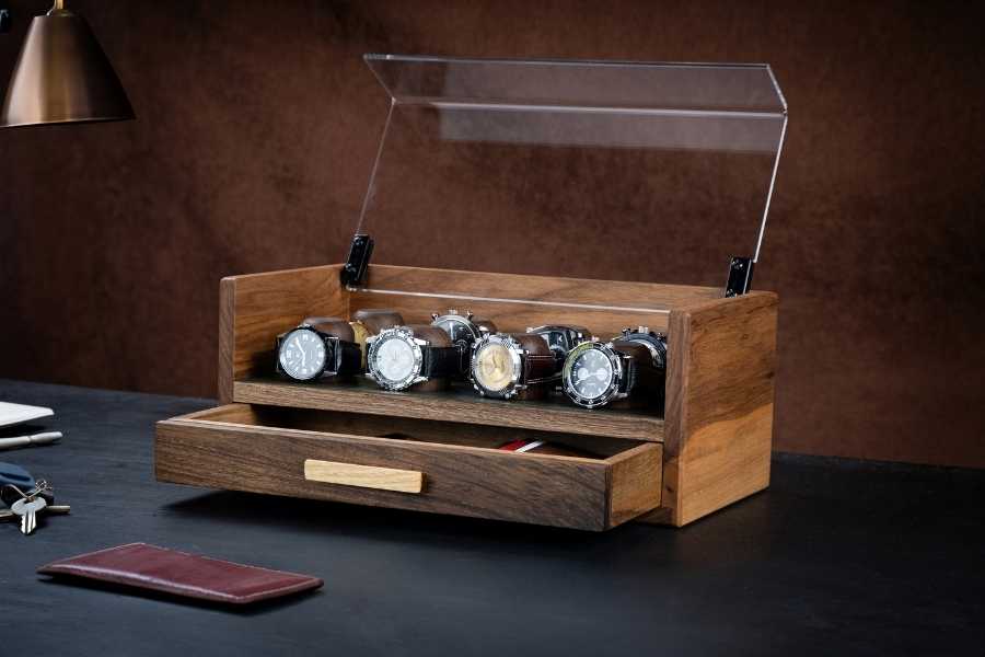 Walnut Watch Box with Drawer