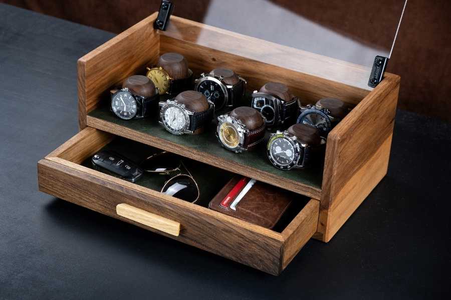 Walnut Watch Box with Drawer