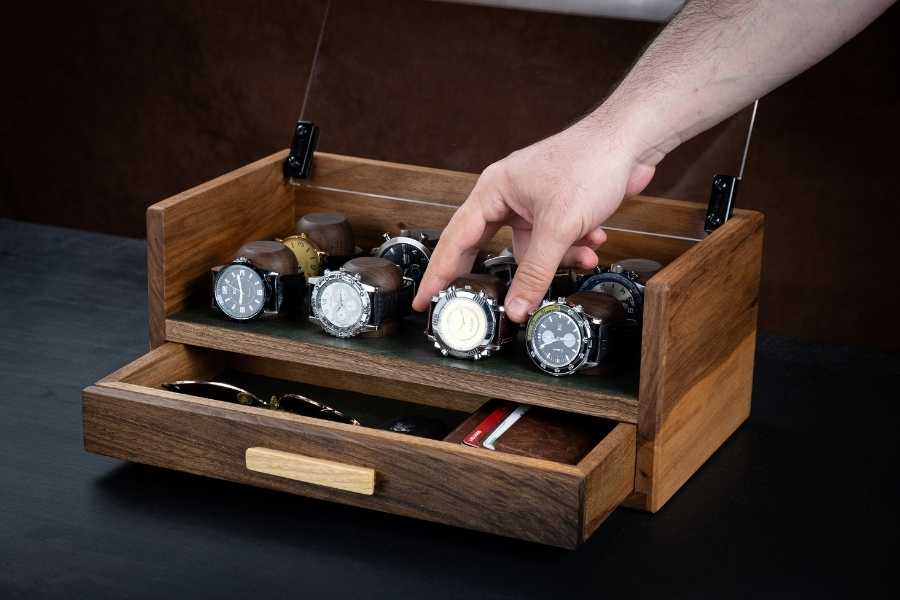 Walnut Watch Box with Drawer