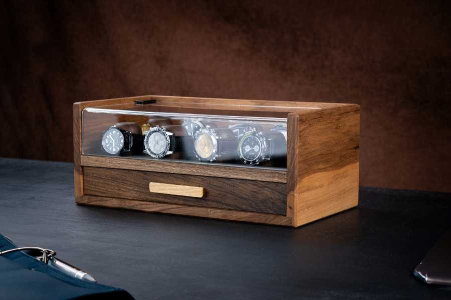 Walnut Watch Box with Drawer