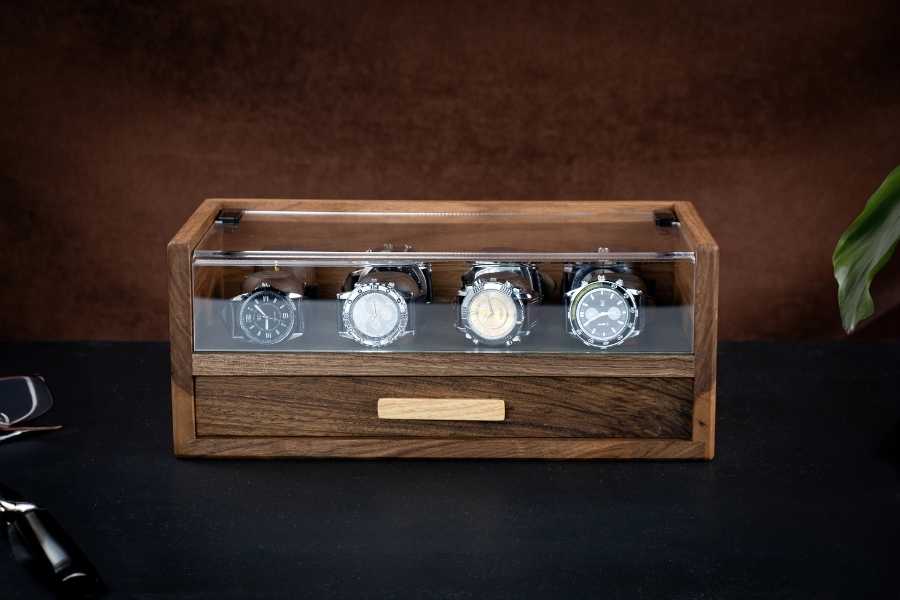 Walnut Watch Box with Drawer