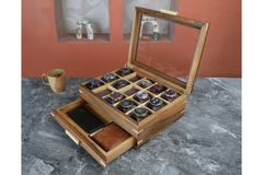 Handmade Wood Watch Box with Drawer (15 Slot)