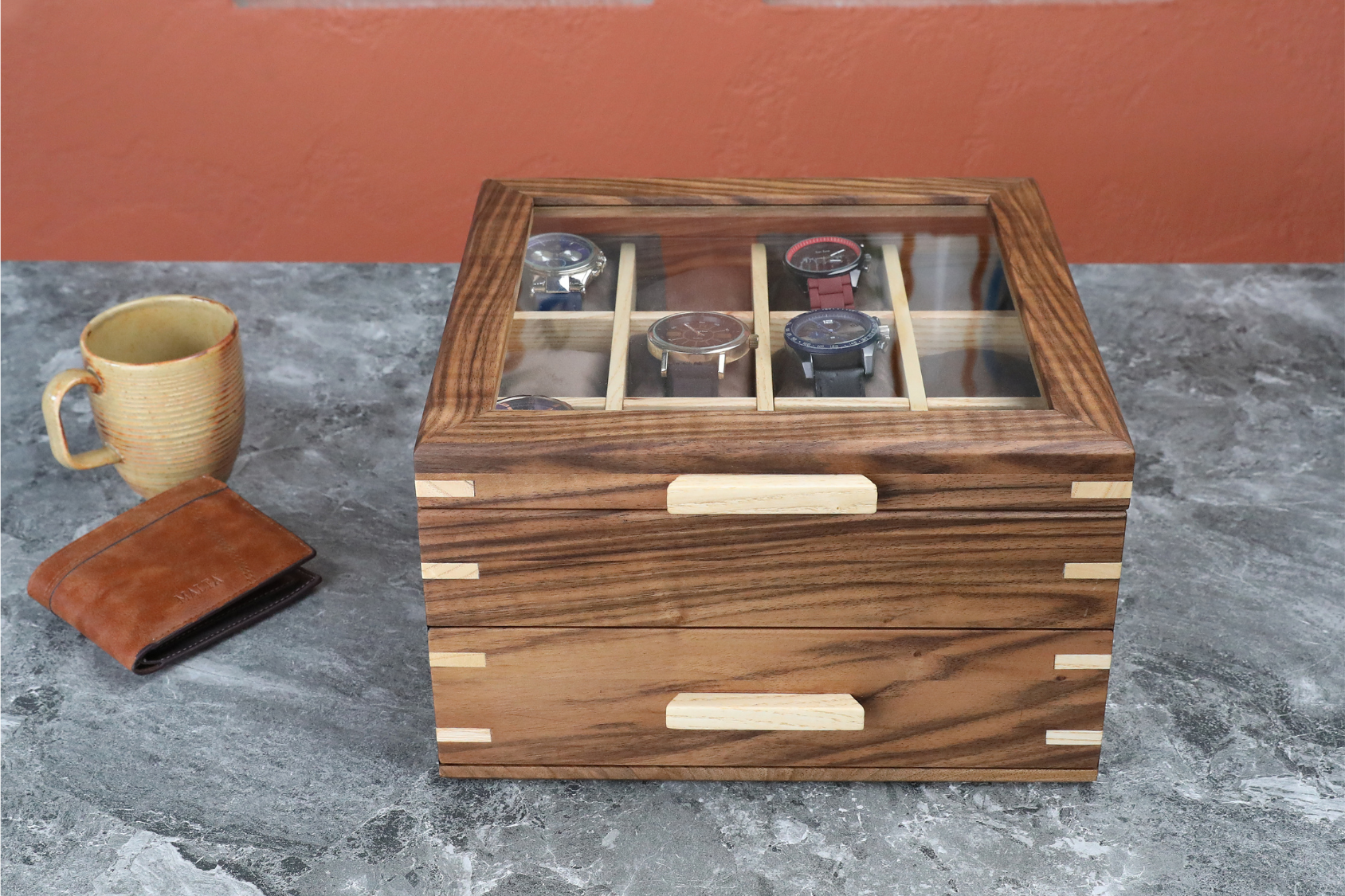Handmade Walnut Watch Box (24 Slots)