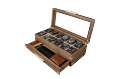 Handmade Wooden Watch Box with Drawer (Glass Lid-12 Slot)