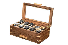 Walnut Watch Box with Glass Lid (8-10-12-15 Slots)