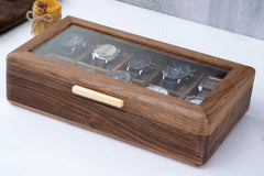 Wood Watch Box With Glass Lid