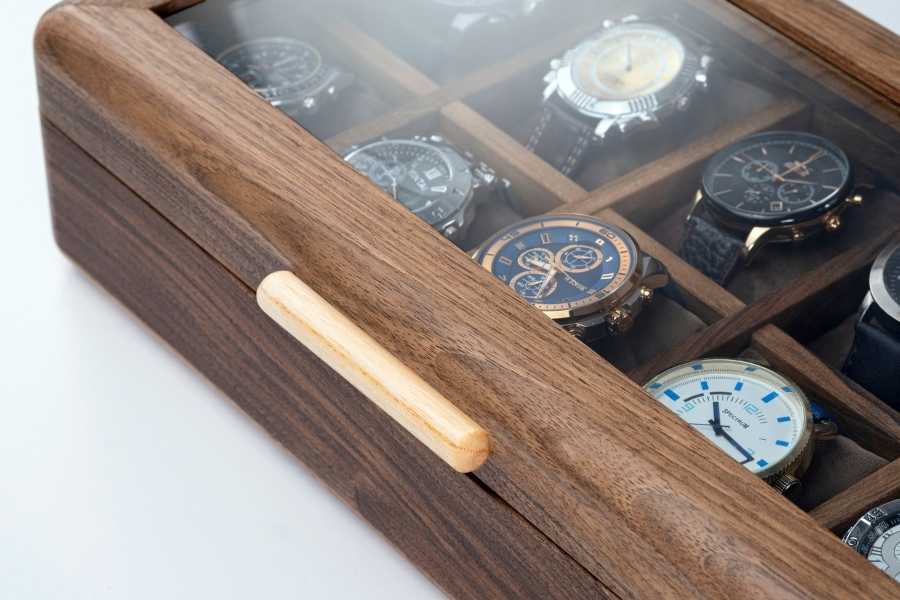 Wood Watch Box With Glass Lid