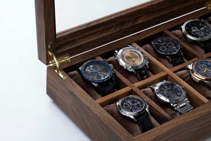 Wood Watch Box With Glass Lid