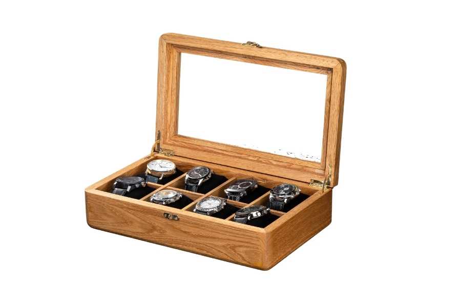 Wood Chestnut Watch Box With Glass Lid