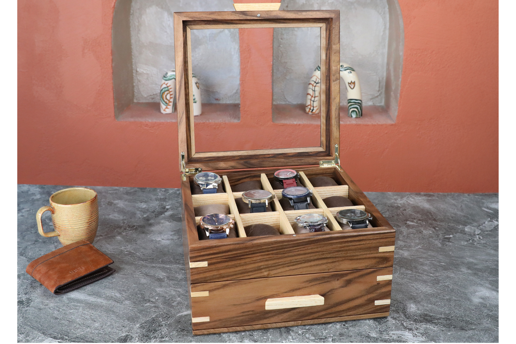 Handmade Walnut Watch Box (24 Slots)