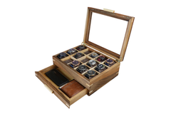 Handmade Wood Watch Box with Drawer (15 Slot)