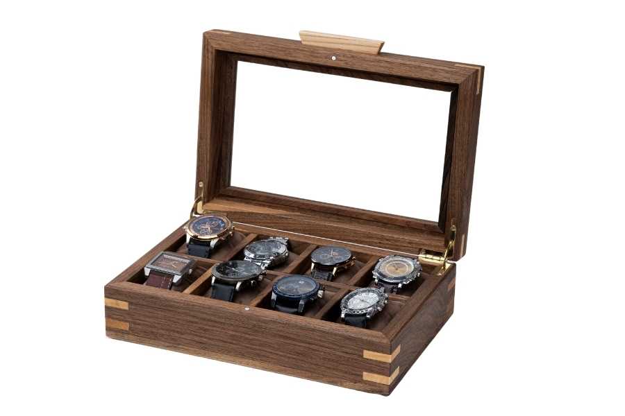 Walnut Watch Box with Personalized (8-10-12 Slots)