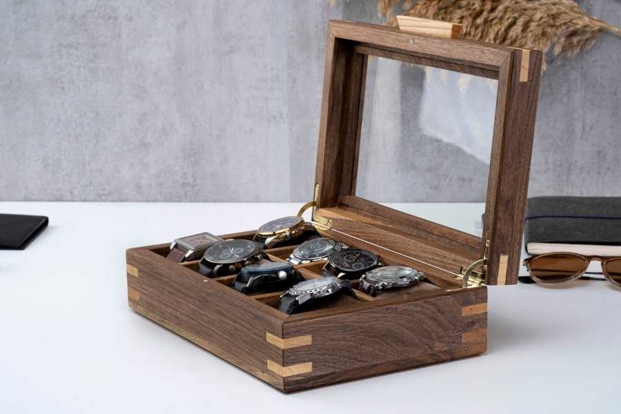 Walnut Watch Box with Personalized (8-10-12 Slots)